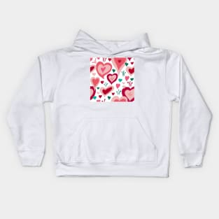 Red Pink Green Hearts with White Dots Kids Hoodie